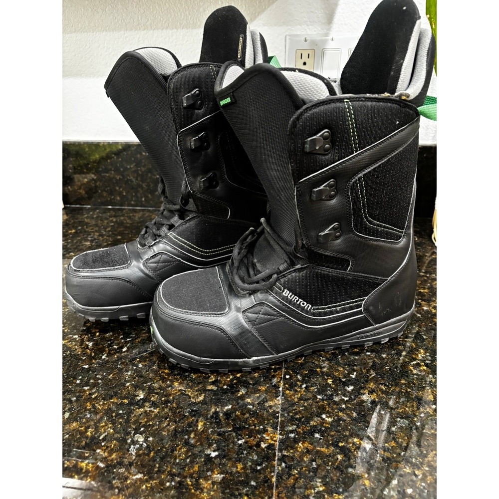 Burton Invader Men's Snowboard Boots Size 13 Black/Gray/Green Soft Flex Lace